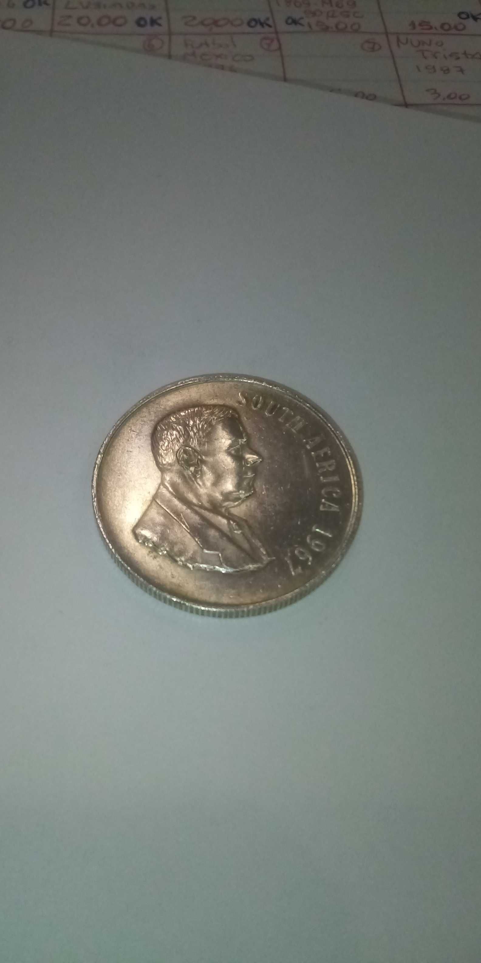 Moeda de 1 rand de África do sul de1967