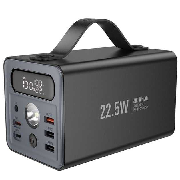 Павербанк HOCO J138 60000 mAh 22.5W+DC12 ліхтариком, велика ємність