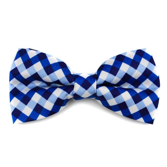 Męska muszka z satyny w niebieskie wzory abstrakcyjne