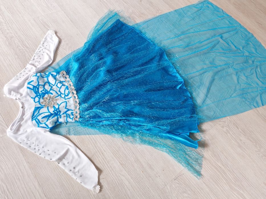 Nowy 104 110 Strój Sukienka Suknia ELSA Akcesoria Frozen Kraina Lodu