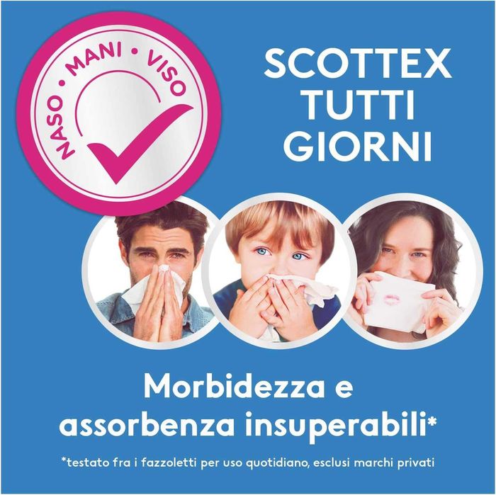SCOTTEX włoskie delikatne chusteczki higieniczne 8X10 sztuk