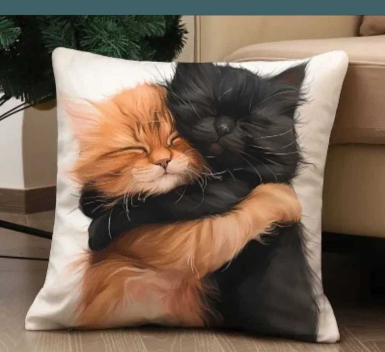 Słodkie kotki poszewka na poduszkę jasiek 40x40cm