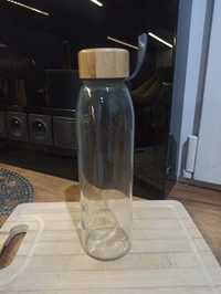 Nowa szklana butelka drewniany korek