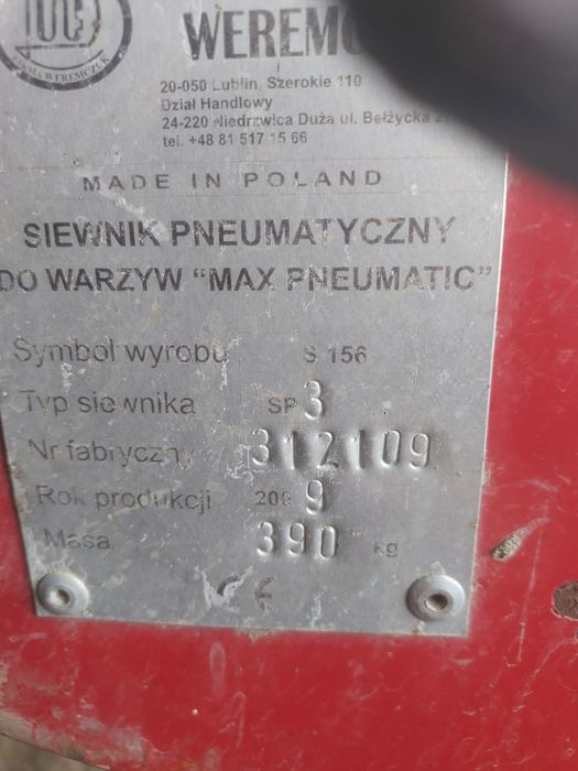 Sprzedam siewnik MAX PNEUMATIC WEREMCZUK  szczotkarka polerka