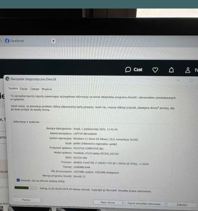 Laptop asus Zdjęcie parametrów dołączone