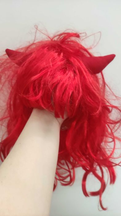 Czerwona Peruka diablica i różowa my Little Pony
