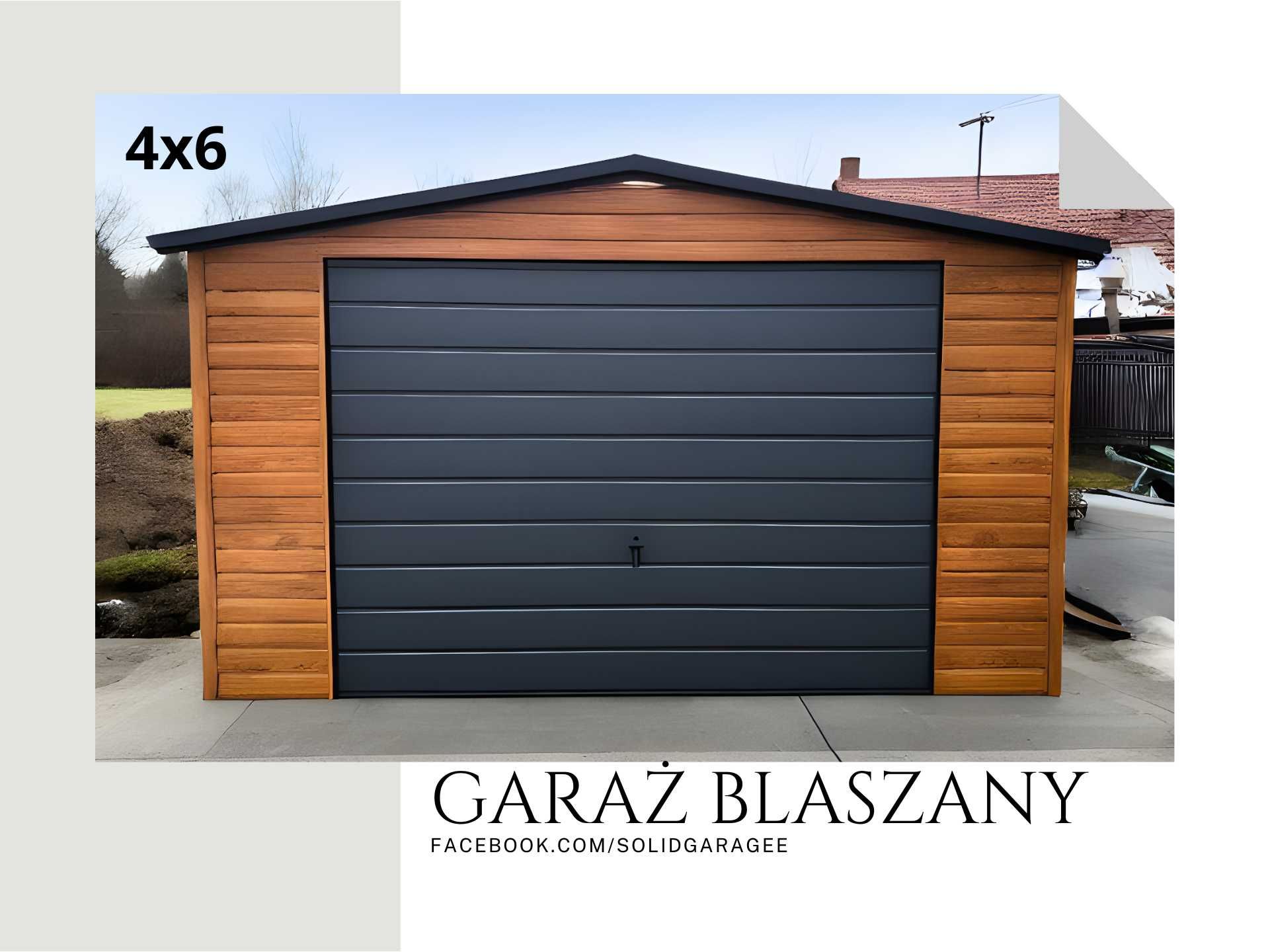 Garaż drewnopodobny blaszany 4x6m (różne wymiary, darmowa wycena)
