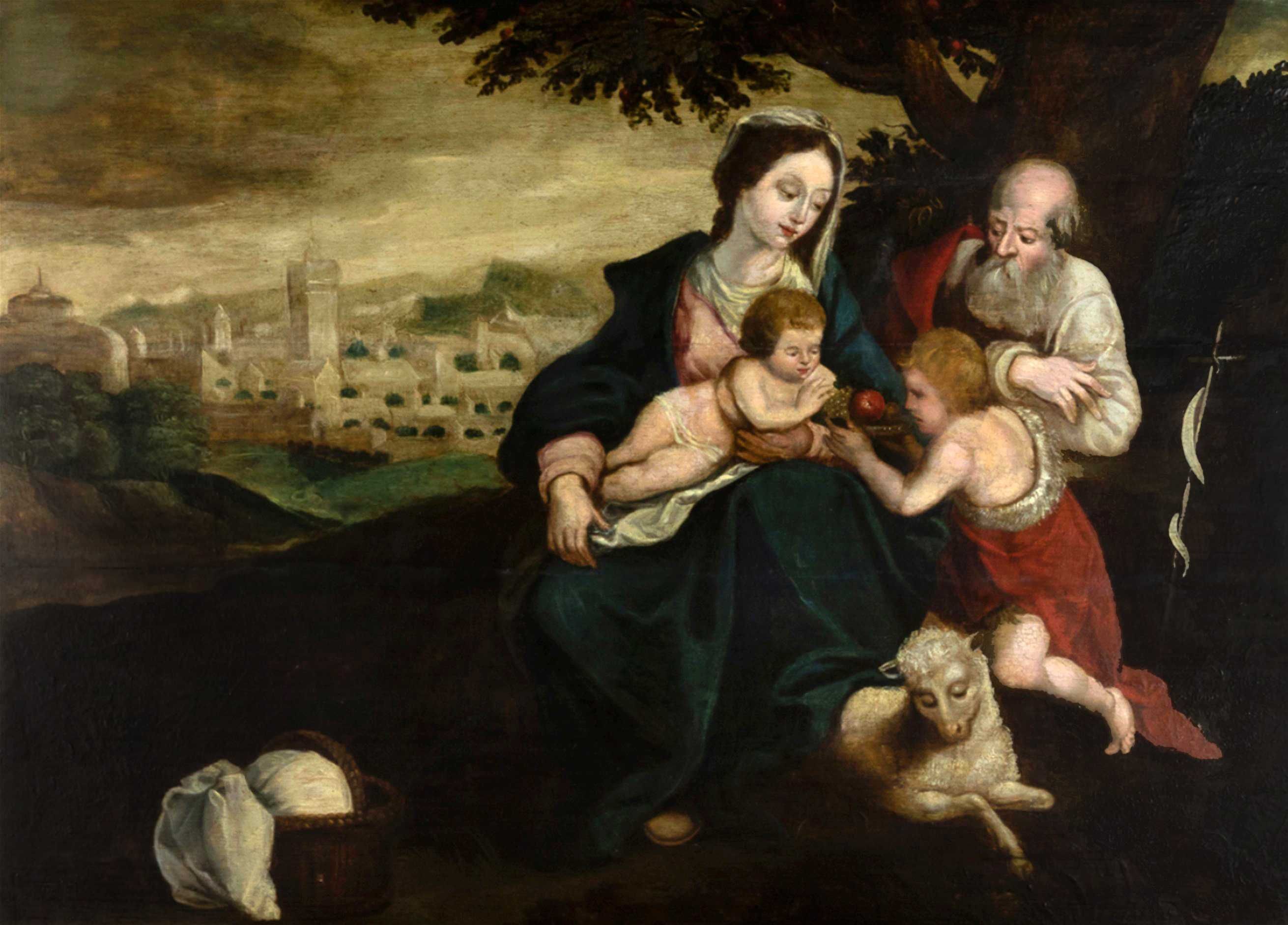 Pintura Sagrada Família S João Batista século XVII | Arte Sacra