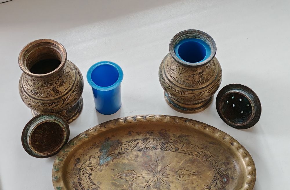 Набор для специй из латуни (Индия), перечница и солонка