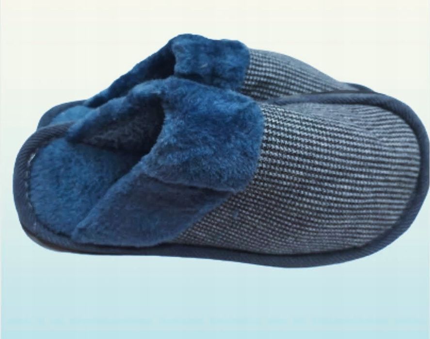 kapcie damskie ocieplane futerkiem zimowe stylowe niebieskie 40-41