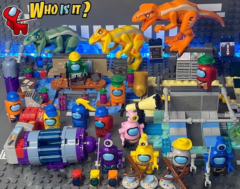 Огромный Лего Амонг Ас против Динозавров, 692 детали. Lego AMONG US
