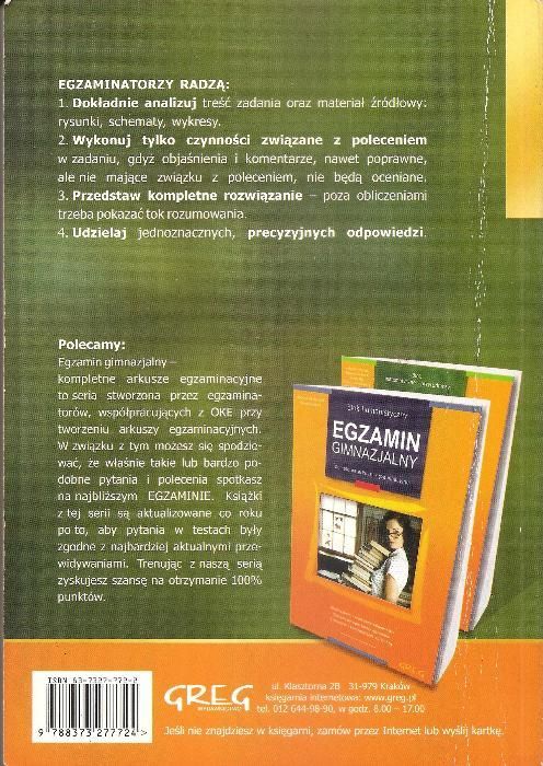 Egzamin gimnazjalny blok matematyczno przyrodniczy Greg gimnazjum