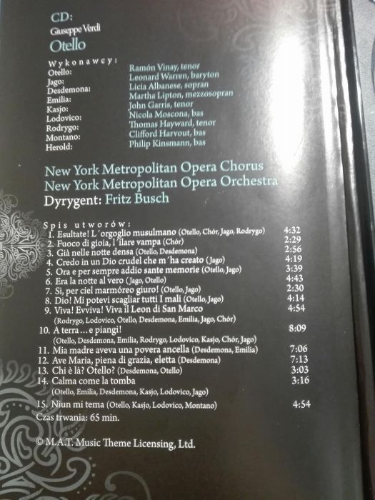 Wielkie Opery OTELLO Giuseppe Verdi+ 2 płyty CD