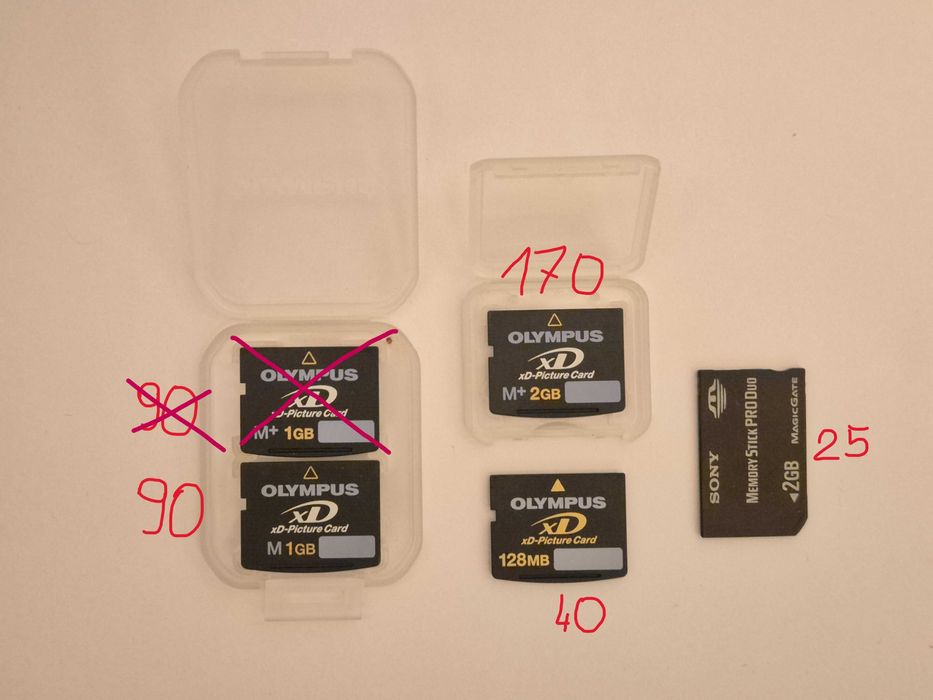 Karta pamięci Olympus XD | Sony memory stick pro duo