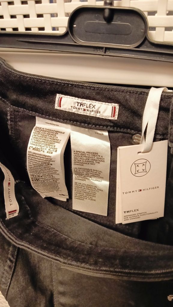 Jeansy nowe czarne spodnie Tommy Hilfiger THFlex Como Skinny W29 L30