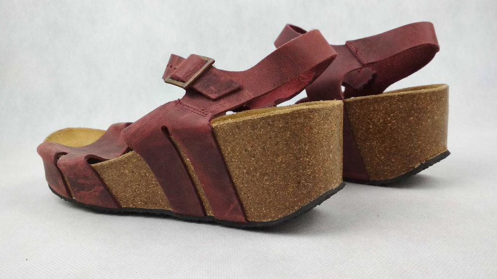 PLAKTON Sandały Na Koturnie Buty Klapki Skórzane Roz. 40