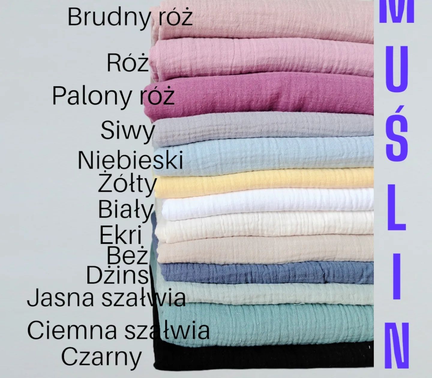 *PROMOCJA* Szałwia, chusta muslinowa na głowę do rozmiaru 52 cm