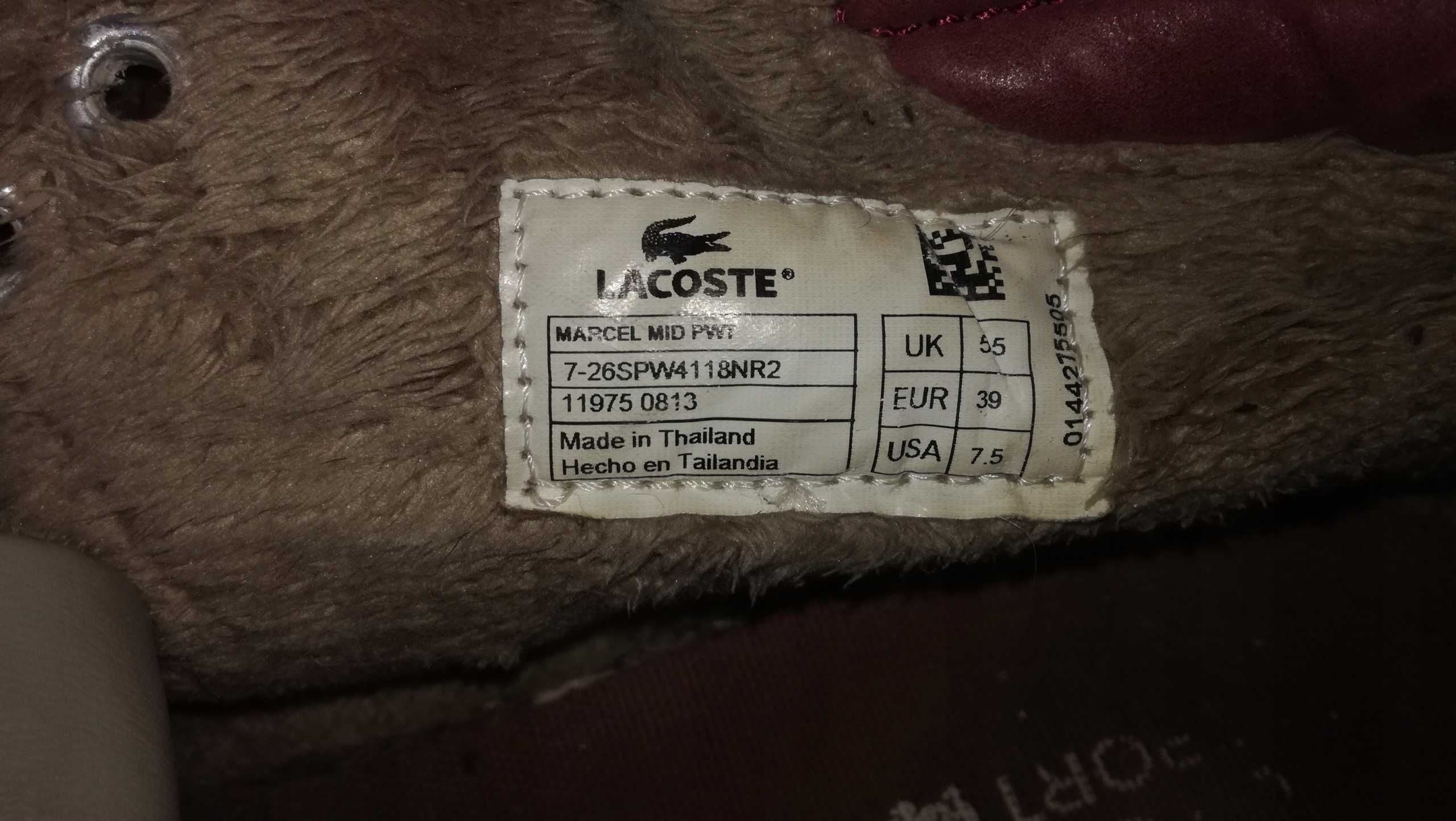 Damskie zimowe sneakersy LACOSTE MARCEL MID PWT r.39 skóra st.b.dobry