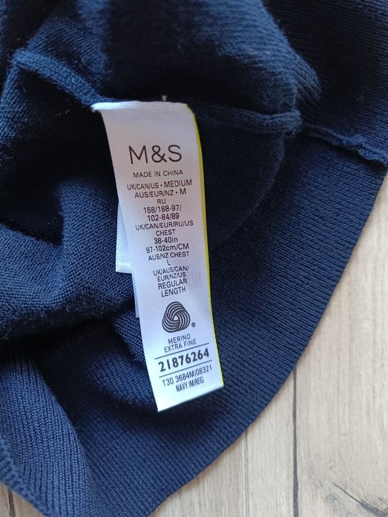 Sweter wełniany 100% wełna merino Marks & Spencer rozmiar M