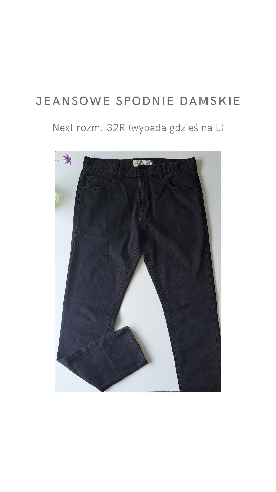 Jeansowe spodnie damskie Next rozm. 32R (wypada gdzieś na L)
