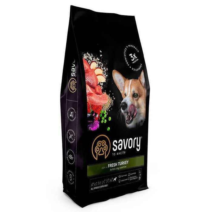 SAVORY All Breed Sterilised 12 кг з індичкою для стерилізованих собак