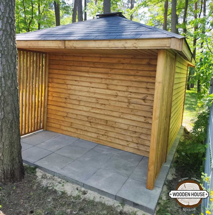 Domek narzędziowy, domek drewniany Świerk z Drewutnią