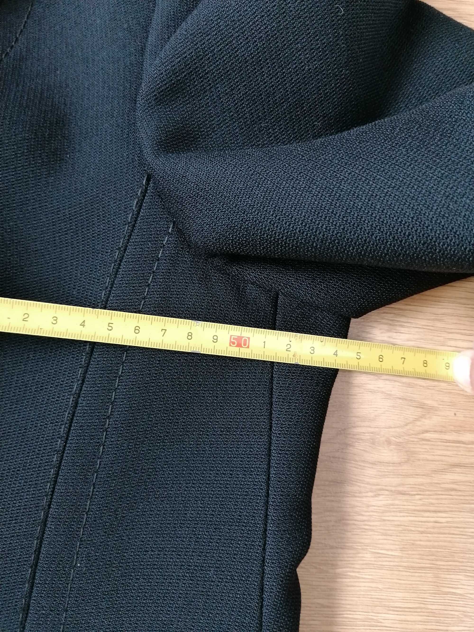 Żakiet wełniany czarny z kołnierzem z norki - modell de lux