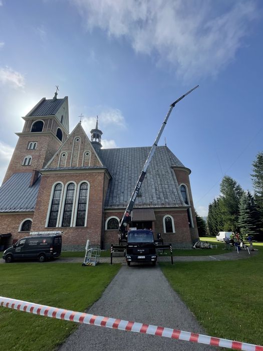 Wynajem usługi dźwig żuraw budowlany dekarski hds zwyżka 35mb