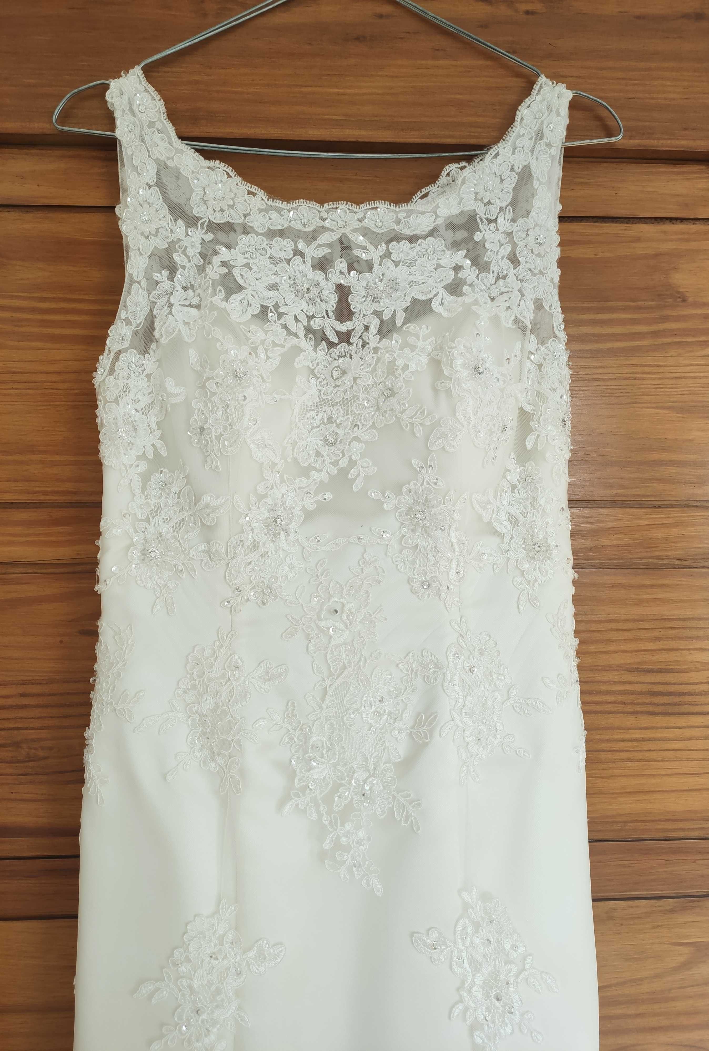 Koronkowa suknia ślubna rozmiar S 160 cm