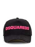 DSQUARED2 embroidered baseball czarna czapka z daszkiem różowe logo