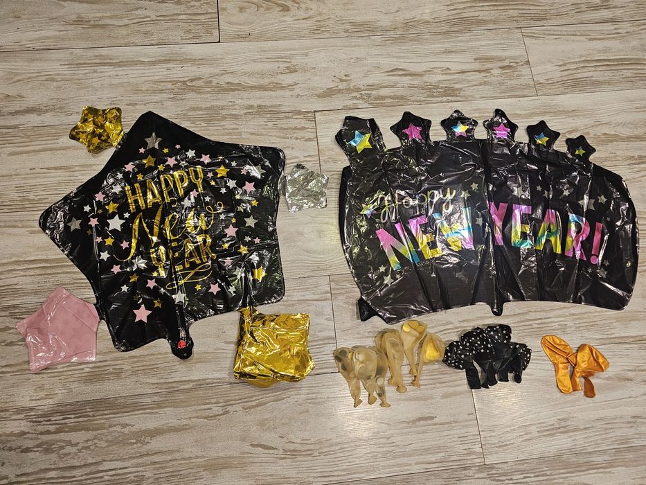 Dekoracja na sylwestra balony na sylwestra balony na hel zestaw impra