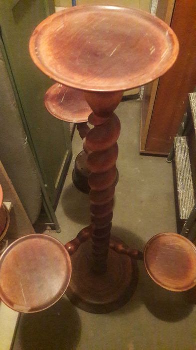 Drewniany kwietnik prl, vintage rzezbiony