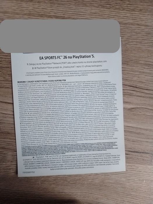 Kod do FC 26 na PS5