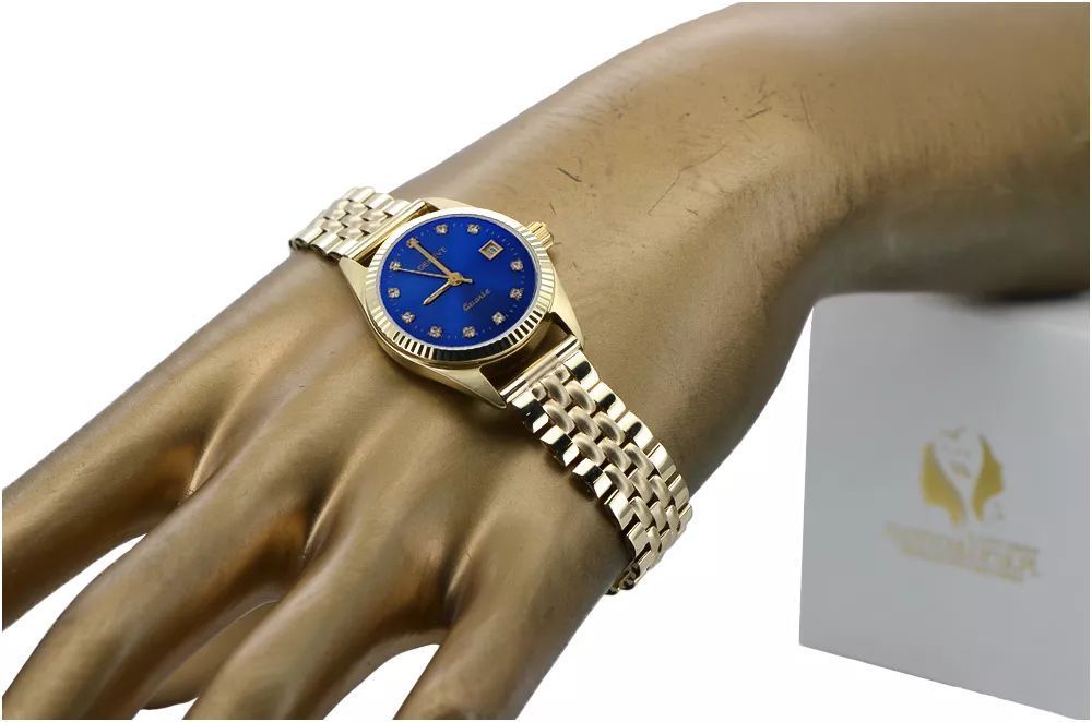 Złoty zegarek bransoletą damską 14k Geneve lw020ydblz&lbw008y Katowice