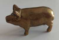 świnia świnka – stara figurka z mosiądzu 8,3 cm