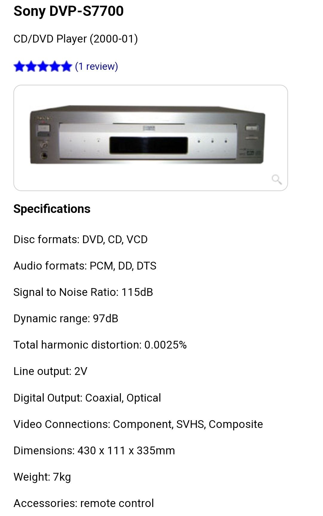 Leitor de DVD Sony dvp-s7700