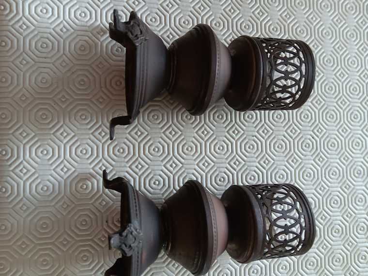 Conjunto de castiçais em estanho e cobre anos 60