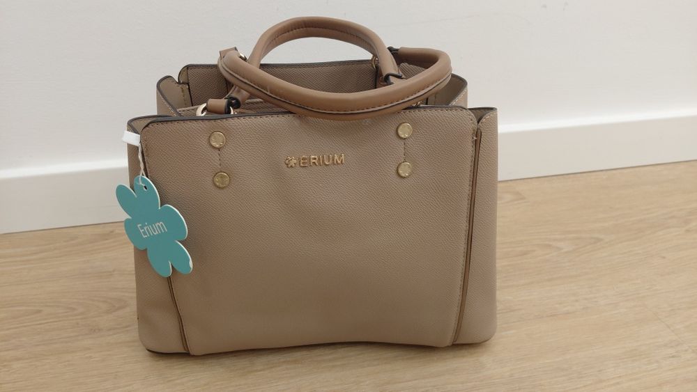 Mala / Bolsa marca Erium bege escuro NOVA COM ETIQUETAS