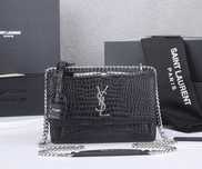 Łańcuszek z logo SAINT LAURENT z wytłoczonym wzorem krokodyla