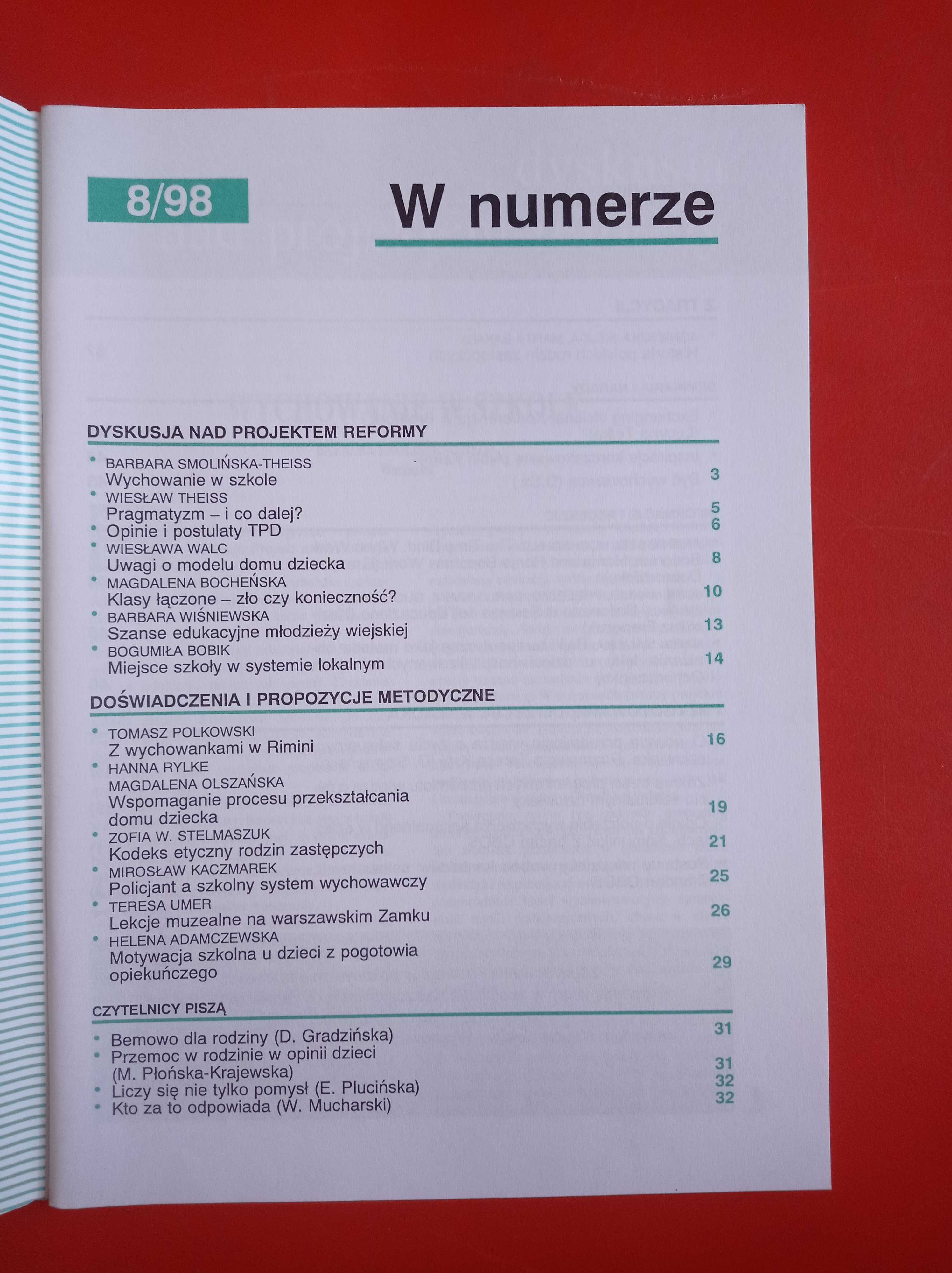 Problemy opiekuńczo-wychowawcze, nr 8/1998, październik 1998