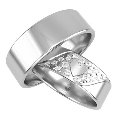 Obrączka serce Para obrączek złotych cyrkonie z sercem złoto 333 8K