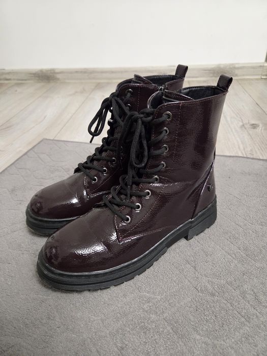 Botki trzewiki XTIi burgundowe lakierowane