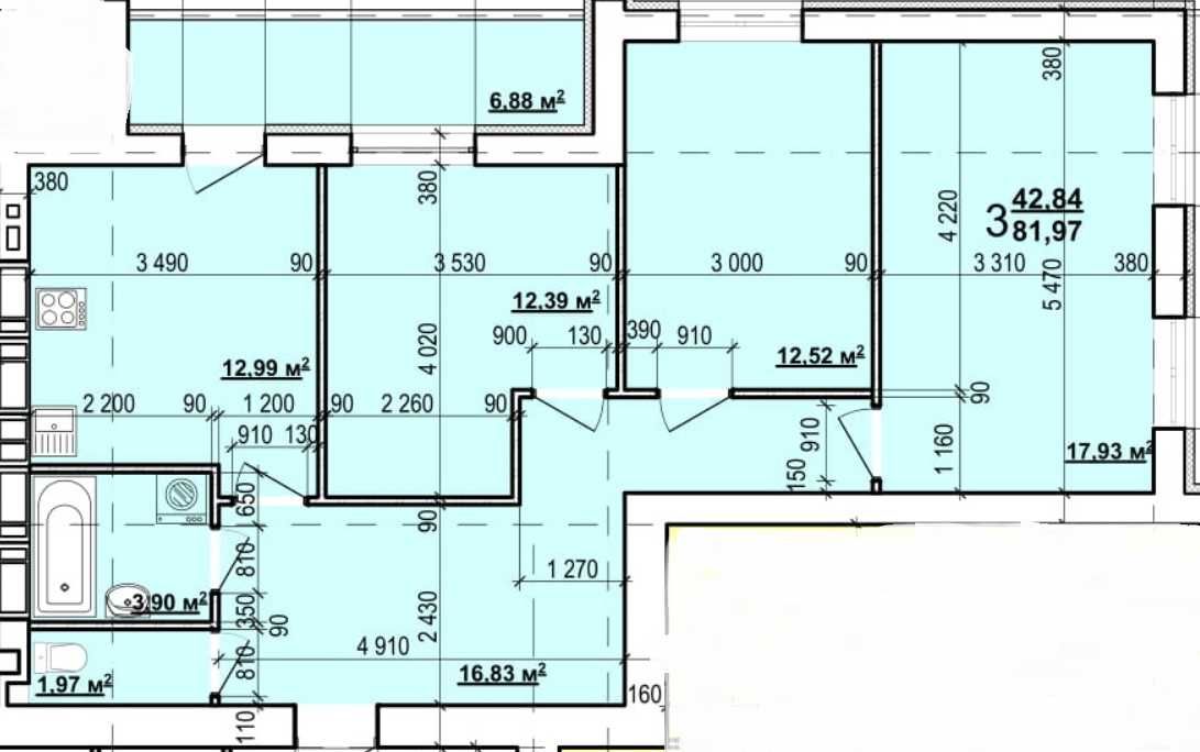 Продам 3 комн. квартиру в новострое ЖК Мира-3 РА