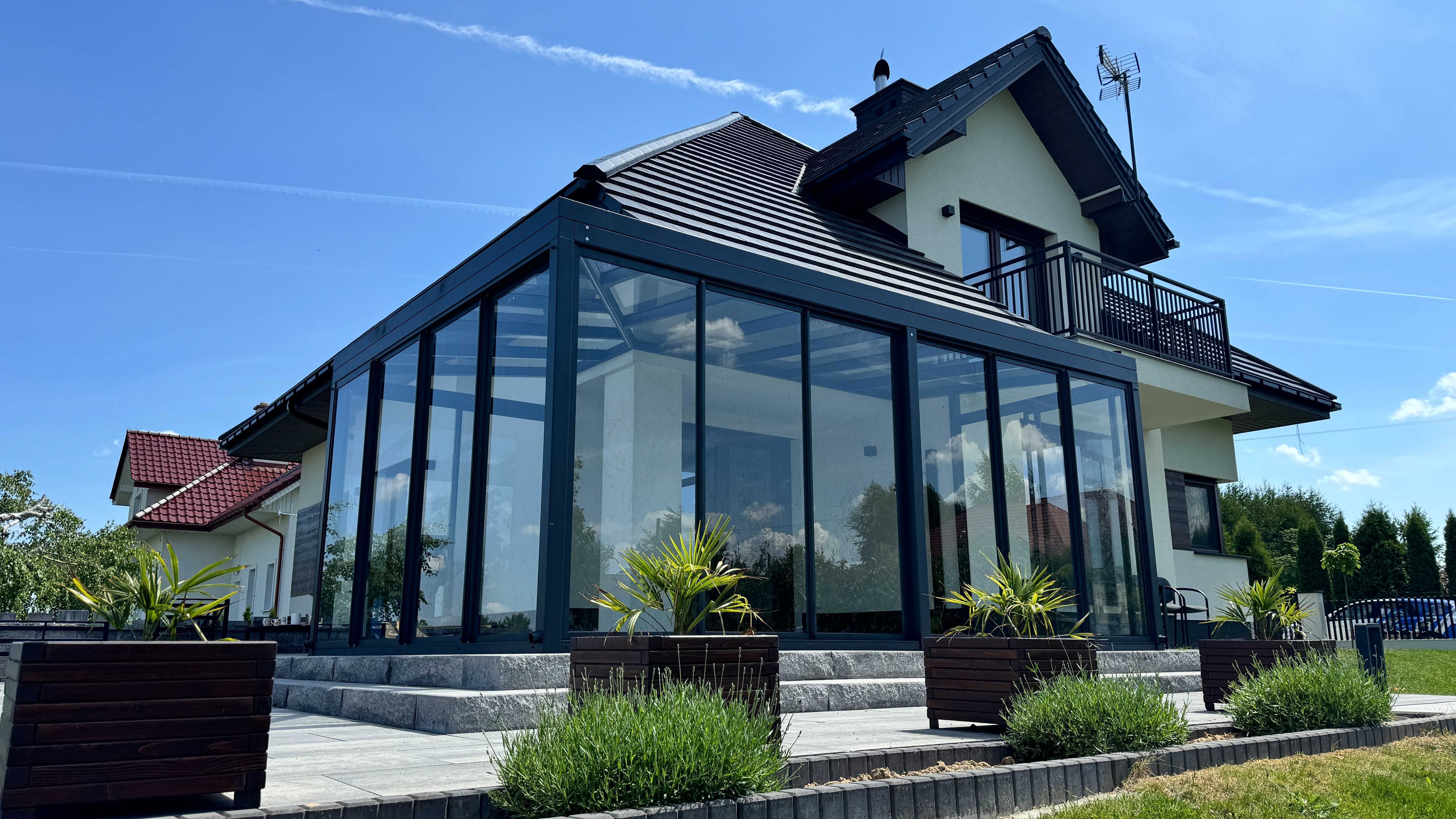 Nowoczesna Zabudowa Tarasu Zadaszenie Pergola, Oranżeria, ogród zimowy