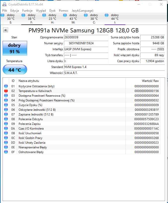 Dysk SSD M2 Samsung PM-991a NVMe MZ-9LQ128C 128GB 2230 (S-C-13)