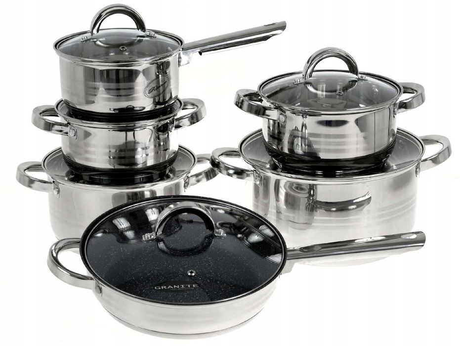 Zestaw GARNKÓW 12 el PATELNIA z Powłoką GRANITOWĄ Indukcja Gaz
