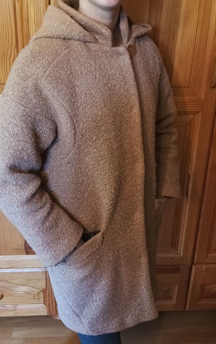 Płaszcz płaszczyk jesienny zimowy oversize ciepły teddy boucle Zara