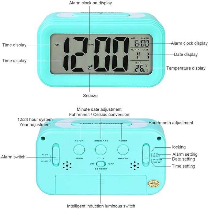 Budzik zegar cyfrowy led elektroniczny z datą i temperaturą