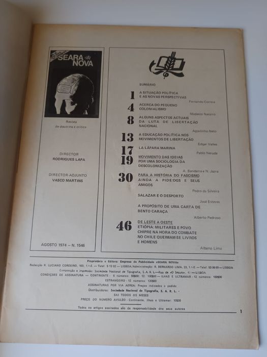 Revista seara nova 1974