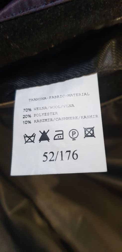KURTKA MĘSKA PŁASZCZ Czarny Rozm 52/176 Ciepły Wełniany Polski B.dobry
